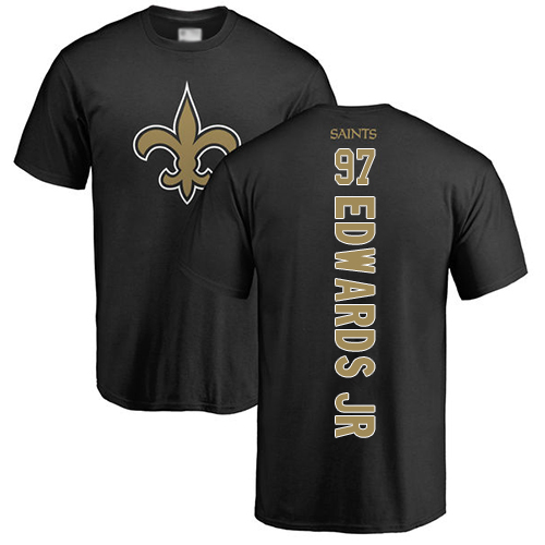 Men New Orleans Saints Black Mario Edwards Jr Backer NFL Football #97 T Shirt
